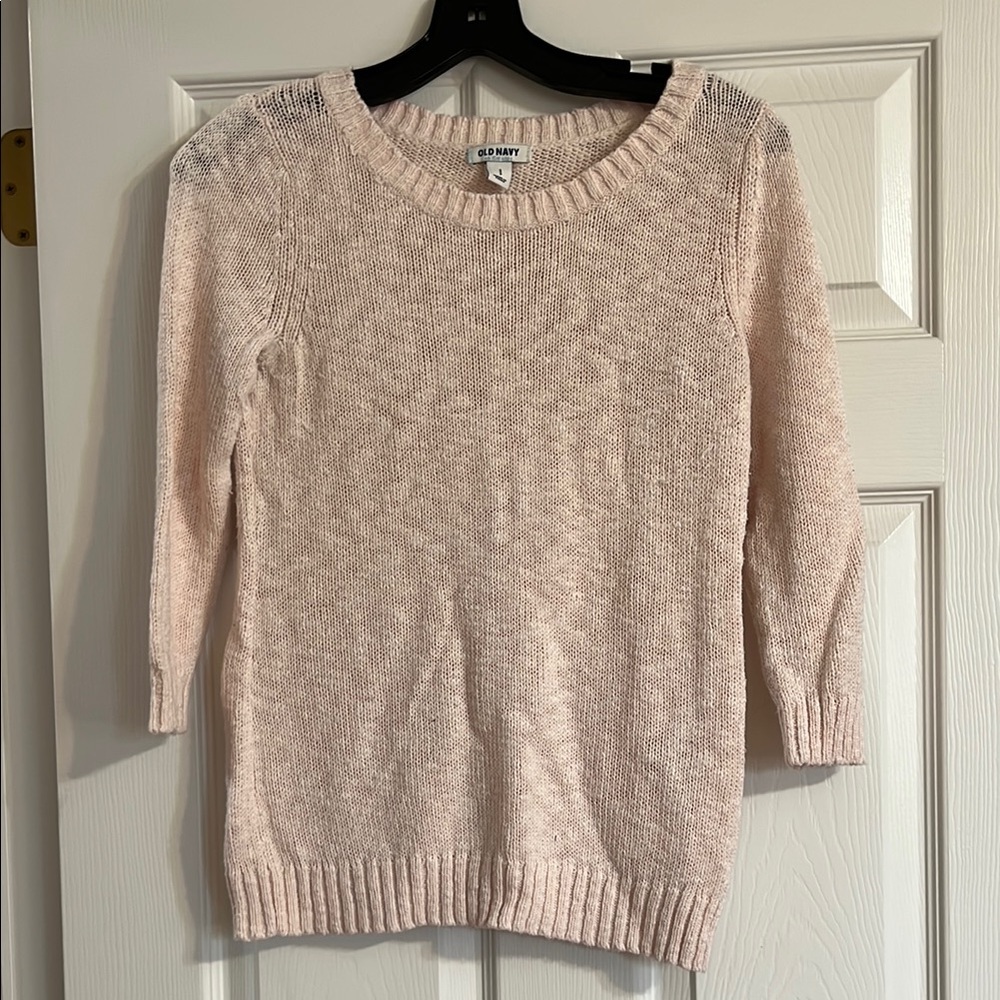 Old Navy Cream Crew Neck Sweater Textured Knit